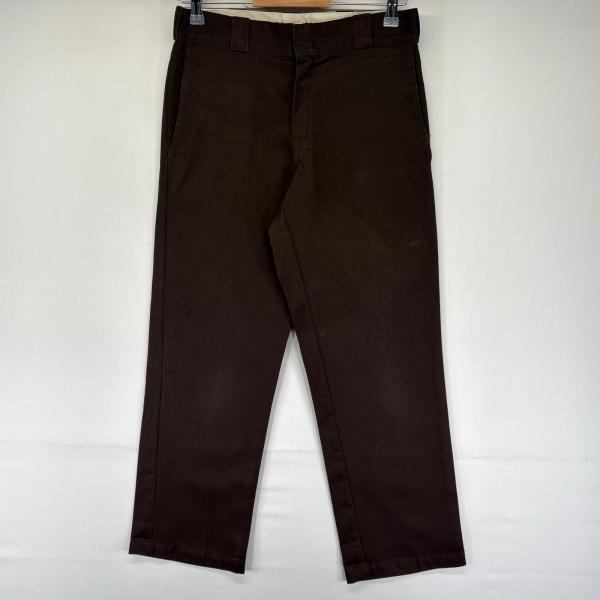 古着 ディッキーズ Dickies パンツ 874 ストレート チノパン ジッパーフライ ワンポイントロゴ センタープレス  ブラウン系 メンズ