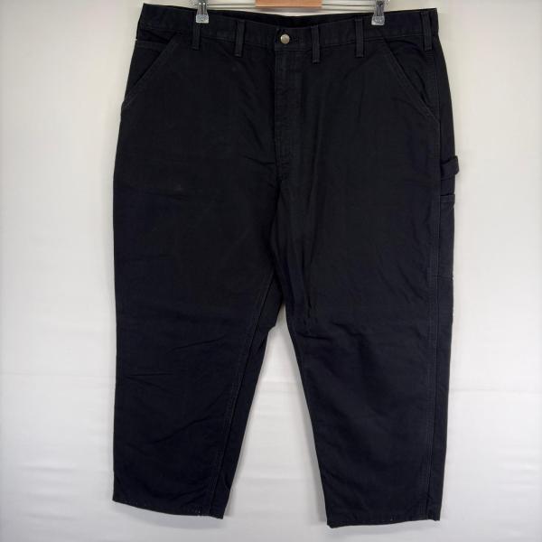 古着 カーハート Carhartt ダック パンツ ペインター 裏地チェック ワークパンツ ハンマーループ ジップ w44 L30  ブラック系 メンズ Carhartt（カーハート） 古着 ダック パンツ ペインター 裏地チェック