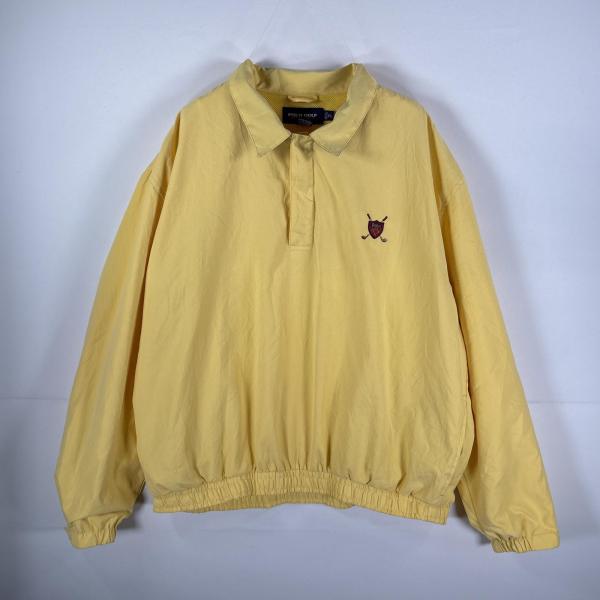古着 90's/90年代 ポロゴルフ POLO GOLF ウォームアッププルオーバー スナップボタン 中地メッシュ XL  イエロー メンズ USA古着 90's/90年代 ポロゴルフ POLO GOLF ウォームアッププル
