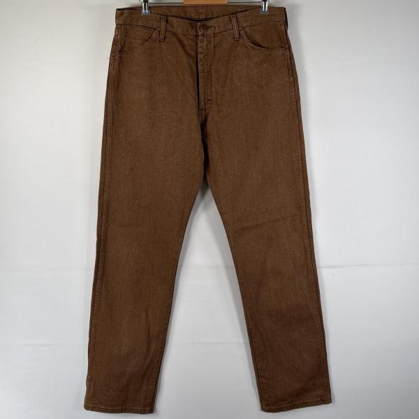 古着 90's/90年代 ラングラー Wrangler デニムパンツ 大きいサイズ 先染め カラーデニム ストレート w36 L34  ブラウン メンズ