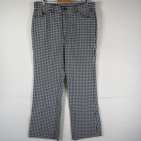 古着 70's/70年代 ヴィンテージ リーバイス Levi's スラックスパンツ ビッグE ギンガムチェック 42タロンジップ 長ズボン  ネイビー メンズ Levi's（リーバイス） 古着 70's/70年代 ヴィンテージ スラックス
