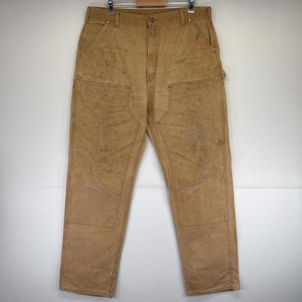 古着 カーハート Carhartt ワークパンツ ダック ダブルニー ペインター 大きいサイズ ワンポイントロゴ w40 L36  ベージュ系 メンズ Carhartt（カーハート） 古着 ワークパンツ ダック ダブルニー