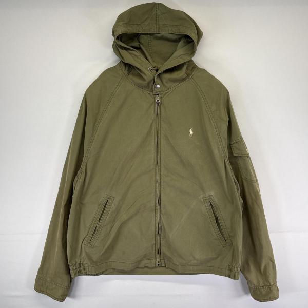 古着 ポロ・ラルフローレン POLO RALPH LAUREN コットンジャケット パーカー スウィングトップ 大きいサイズ XXL  グリーン系 メンズ POLO RALPH LAUREN（ポロ・ラルフローレン） 古着 コットンジャケット