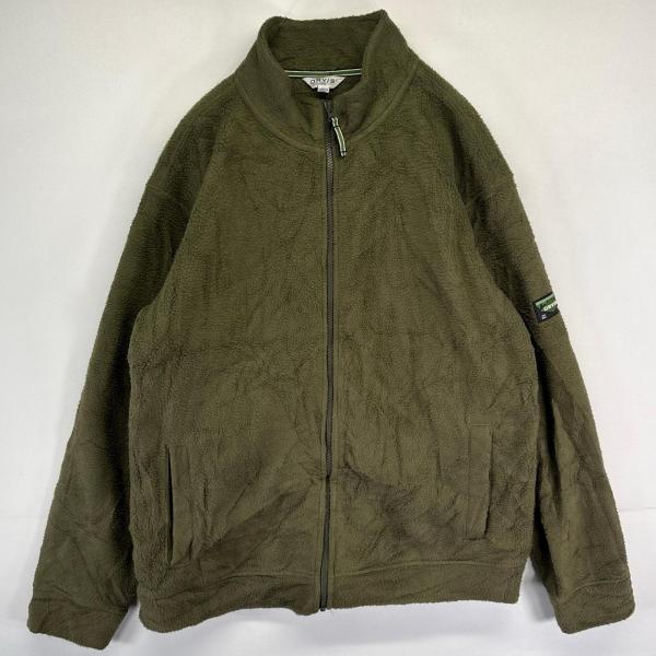 古着 オービス ORVIS フルジップフリースジャケット 袖ロゴ ワンポイント アウトドア L  グリーン系 メンズ
