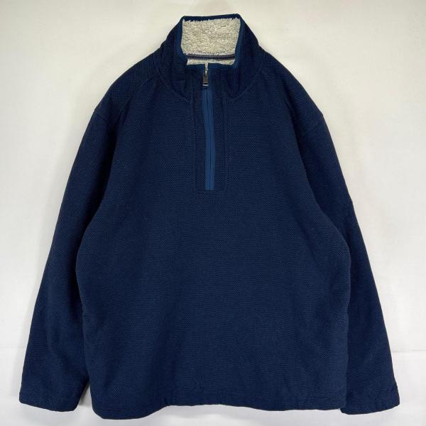 古着 オービス ORVIS フリース ニット ハーフジップ プルオーバー トレーナー  ボアライナー アウトドア L  ネイビー系 メンズ