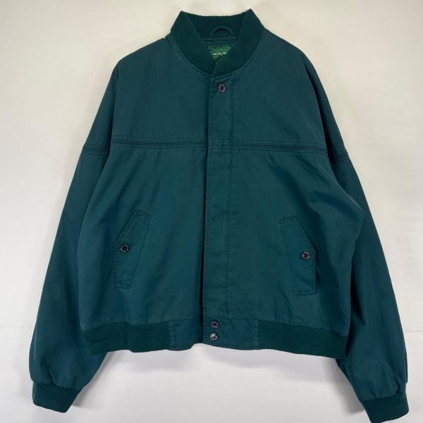 古着 ヒルアンドアーチャー HILL &amp; ARCHER ジャケット フルジップ カップショルダー ダービー風 ブルゾン L グリーン系 無地 メンズ