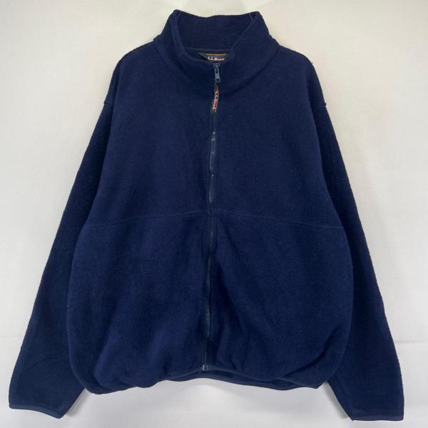 古着 エルエルビーン L.L.Bean ジャケット フリースジャケット フルジップ アウトドア 大きいサイズ XL  ネイビー系 レディース