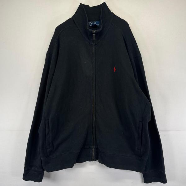 古着 ポロバイラルフローレン Polo by Ralph Lauren スウェット フルジップ ワンポイントロゴ 大きいサイズ 2XL ブラック系 メンズ