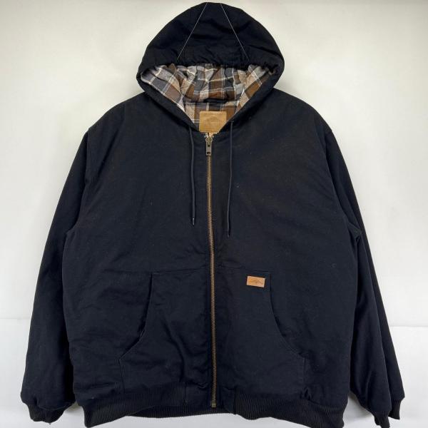 古着  PACIFIC TRAIL ワークジャケット アクティブジャケット フルジップ ダック地 裏地チェック柄 2XL  ブラック メンズ 古着 PACIFIC TRAIL ワークジャケット アクティブジャケット