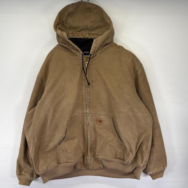 古着 カーハート Carhartt ダック ジャケット 中綿 アクティブJKT フルジップ 大きいサイズ 3XL  ブラウン系 メンズ Carhartt（カーハート） 古着 ダック ジャケット 中綿 アクティブJKT
