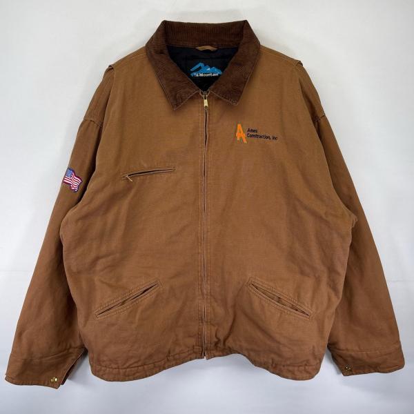 古着 マウンテン TnMountain ダック ジャケット ダック デトロイトジャケット タイプ 襟コーデュロイ フルジップ 2XLT  ブラウン系 メンズ 古着 マウンテン TnMountain ダック ジャケット デトロイトジャケット