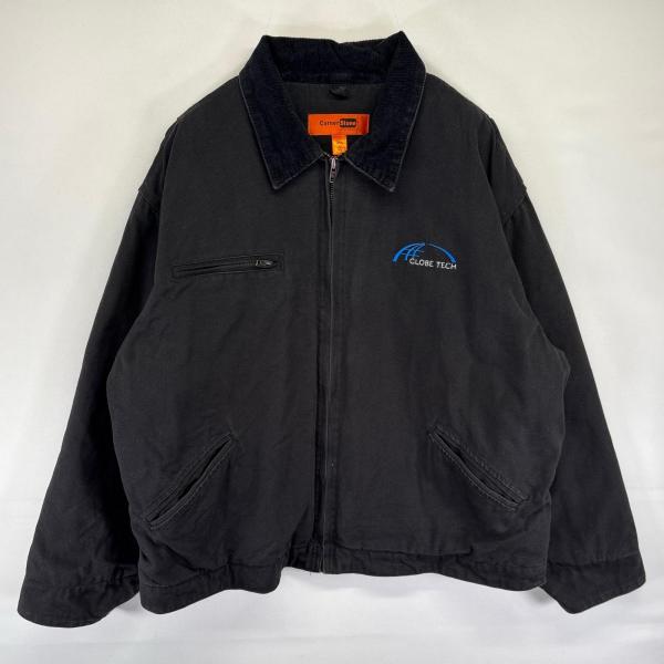 古着 コーナーストーン Corner Stone ダック ジャケット 中綿 デトロイトジャケットタイプ フルジップ 3XL  ブラック系 メンズ 古着 コーナーストーン Corner Stone ダック ジャケット デトロイト