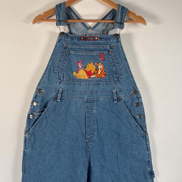 【美品】 Disney プーさん オーバーオール デニム XL 古着 プー Pooh オーバーオール デニム ディズニー くまのプーさん