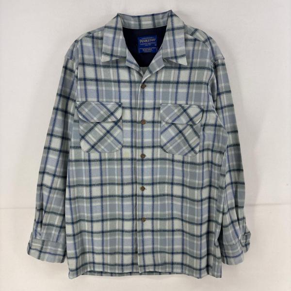 古着 ペンドルトン PENDLETON 長袖シャツ チェック柄 ウール シャツジャケット ボードシャツ S  水色系 チェック メンズ