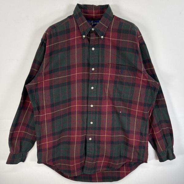 送料無料 ラルフローレン 刺繍ロゴ レアカラー ゆるだぼ90s ボタン シャツ 90s ラルフローレン ボタンダウン 長袖シャツ XL 緑系 レア