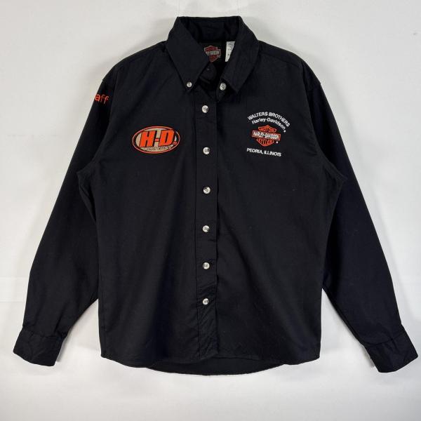 古着 ハーレーダビッドソン HARLEY DAVIDSON 長袖シャツ ロゴ 刺繍 