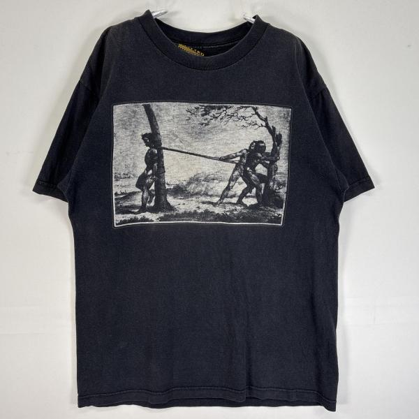 古着 FITTED 半袖Tシャツ 両面 ラバープリント サンフェード クルー