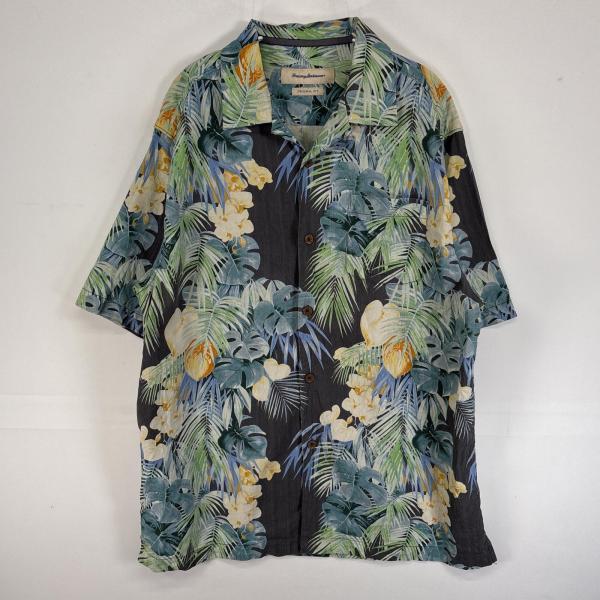 古着 トミーバハマ TOMMY BAHAMA 半袖シャツ アロハ シルク 花 胸ポケ