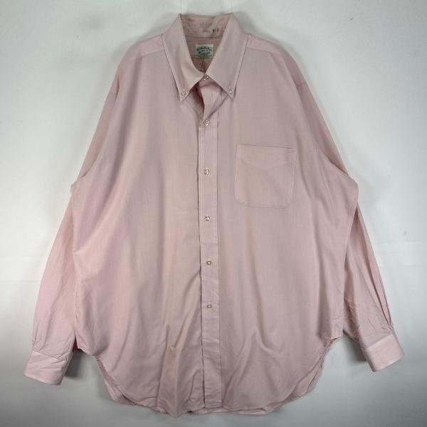 古着 50's/50年代 ヴィンテージ ブルックスブラザーズ Brooks Brothers 長袖シャツ ボタンダウン 6ボタン 胸ポケット L  ピンク系 無地 メンズ BROOKS BROTHERS（ブルックスブラザーズ） 古着 50s/50年代
