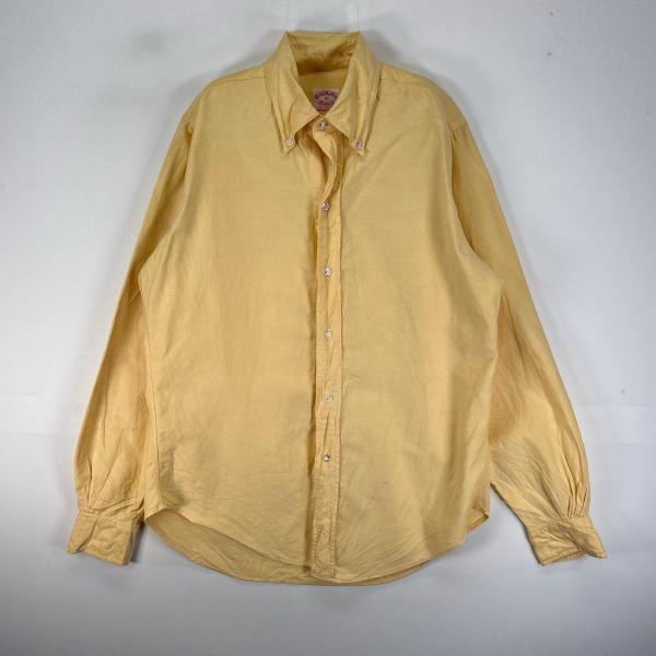古着 60's～70's/60年代～70年代 ヴィンテージ ブルックスブラザーズ Brooks Brothers 長袖シャツ ボタンダウン 6ボタン S  イエロー系 無地 メンズ BROOKS BROTHERS（ブルックスブラザーズ） 古着 60s〜70s/60年代〜70