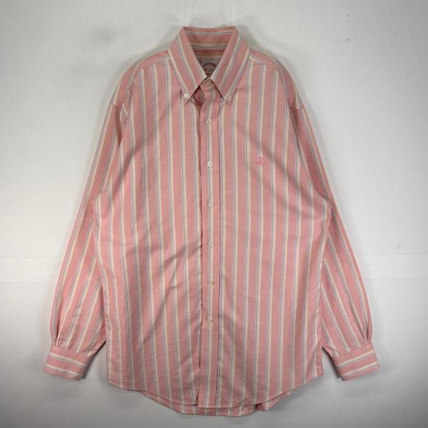 Brooks Brothers カジュアルシャツ S ピンク 【古着】【中古】【送料無料】 BROOKS BROTHERS（ブルックスブラザーズ） 古着 長袖シャツ 刺繍 ロゴ