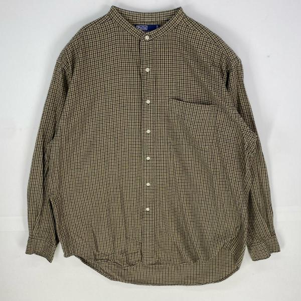 古着 ポロバイラルフローレン Polo by Ralph Lauren 長袖シャツ ノーカラー POST BOY ギンガムチェック L ベージュ系 チェック メンズ