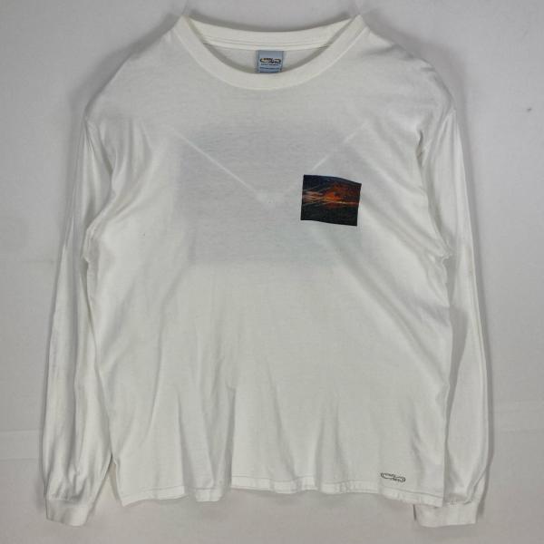 古着  Crazy Shirts 長袖Tシャツ クルーネック ピクチャプリントデザイン プルオーバー ロンT L  ホワイト系 メンズ