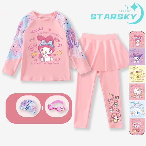 【商品状態】新品未使用品【セット内容】水着3セット(Ｔシャツ、パンツ、帽子）【素　　　材】ポリエステル【関連ワード】サンリオ　キティ　クロミ　マイメロディ シナモロール　ベル　水着　女の子　子供用　3セット 長袖　 Tシャツとパンツ　水遊び...