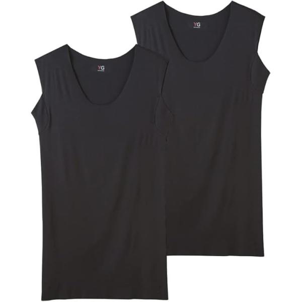 他サイト： [グンゼ] インナーシャツ サイズM　2枚組　 ブラツク　YG Tシャツ専用 in.T(インティー) CUT OFFシリーズ クルーネックスリーブレス 脇パッド付 メンズの商品画像