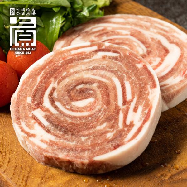 あぐーの美味しさが存分に味わえる一品です！　肉と脂の絶妙な食感が楽しい、ミルフィーユ状のロールステーキはフライパンでこんがり焼いてお召し上がりください。夕食のメニューにも、おもてなしにもぴったりです。「沖縄の台所」と呼ばれる牧志公設市場で生...