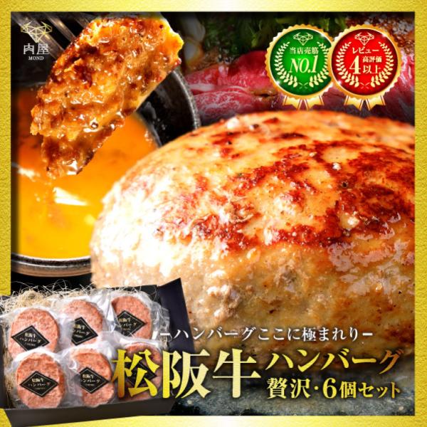 肉 牛肉 松阪牛 黒毛和牛 送料無料ハンバーグ セット A5等級 冷凍 内祝 ギフト 6個 高級 ブ...