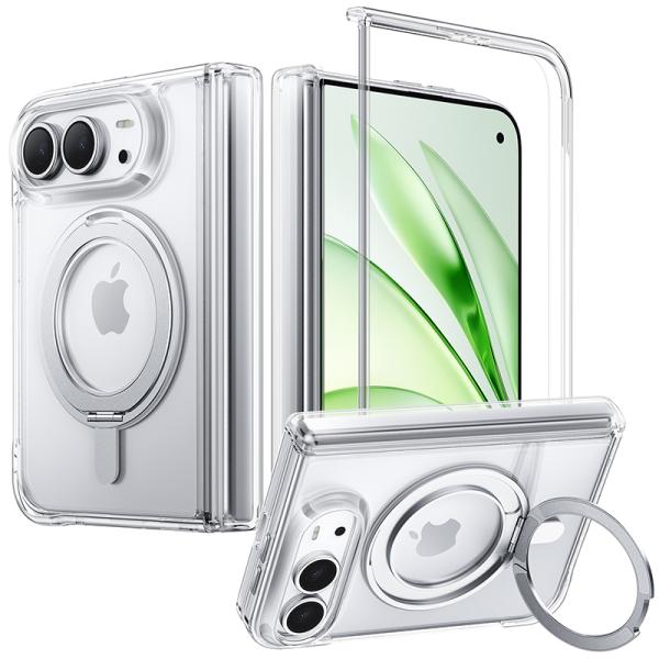 NIMASO iPhone Duo 用 ケース 回転スタンド MagSafe対応 耐衝撃 マット感 防指紋 レンズ保護 軽量 薄型 ブラック