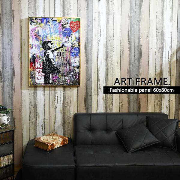 アートパネル 60×80 水晶絵 KH597A バンクシー 赤い風船に手を伸ばす少女 ポップアート 壁掛けパネル 絵 玄関 インテリア ギフト モダン おしゃれ