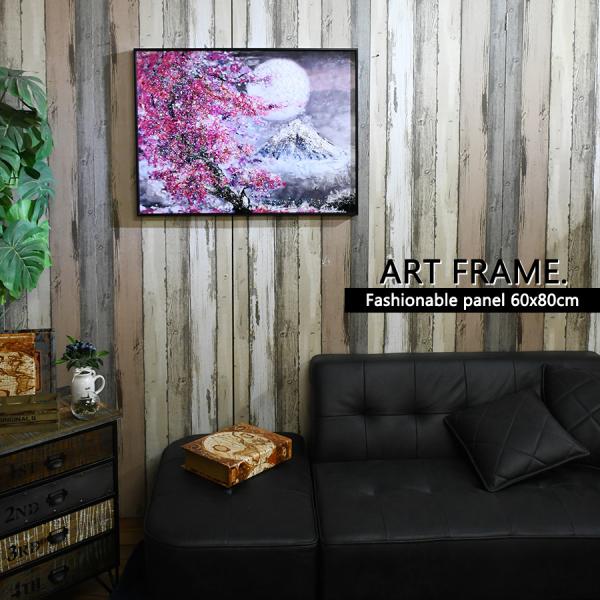 アートパネル 60×80 水晶絵 KH625 風景 桜 月 富士山 壁掛けパネル 絵 玄関 インテリア ギフト モダン おしゃれ