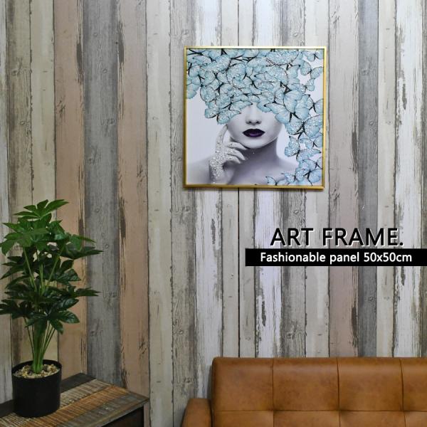 アートパネル 50×50 水晶絵 KH231 人物 女性 壁掛けパネル 絵 モノクロ 玄関 モノトーン ギフト モダン おしゃれ