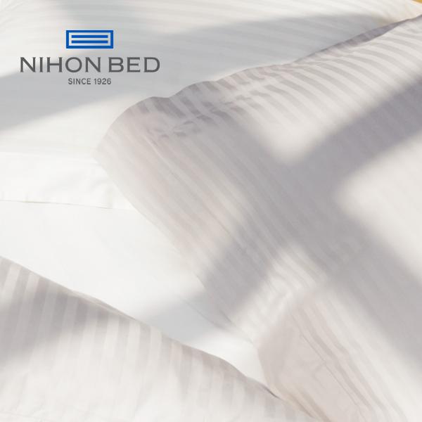 日本ベッド ベッドリネン シエル ストライプ ピローケース ボックスシーツ コンフォーターケース CIEL PLANE ベッドアクセサリー NIHON BED おしゃれ