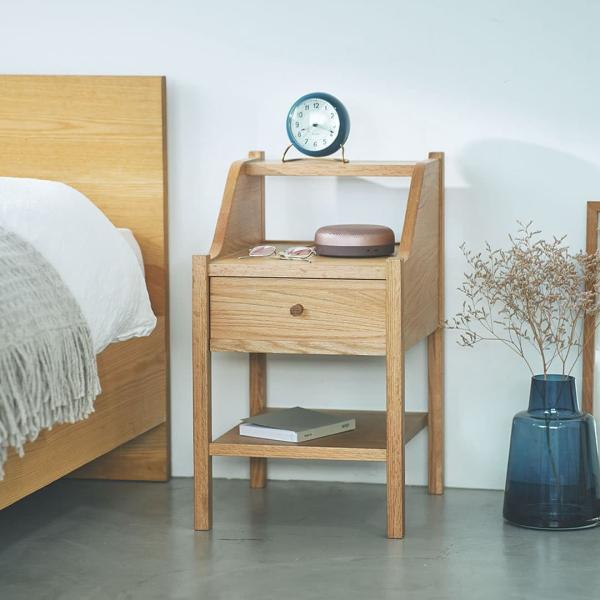 【品番】SVE-NT001【商品名】Slope Night Table（スロープ ナイトテーブル）【カラー】NA：ナチュラル【商品サイズ】幅34cm × 奥行き40cm × 高さ59cm【梱包サイズ】幅46cm × 奥行き40cm × 高さ...