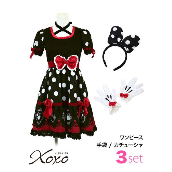 ハロウィン コスプレ衣装 コスプレ カチューシャ Tk Hwならショッピング コスチューム 19 まとめ買い お化けの日衣装 仮装 3点セット ディズニーキャラクター ゴシックミニーセット ワンピース ディズニーキャラクター 手袋 カチューシャ Tk Hw