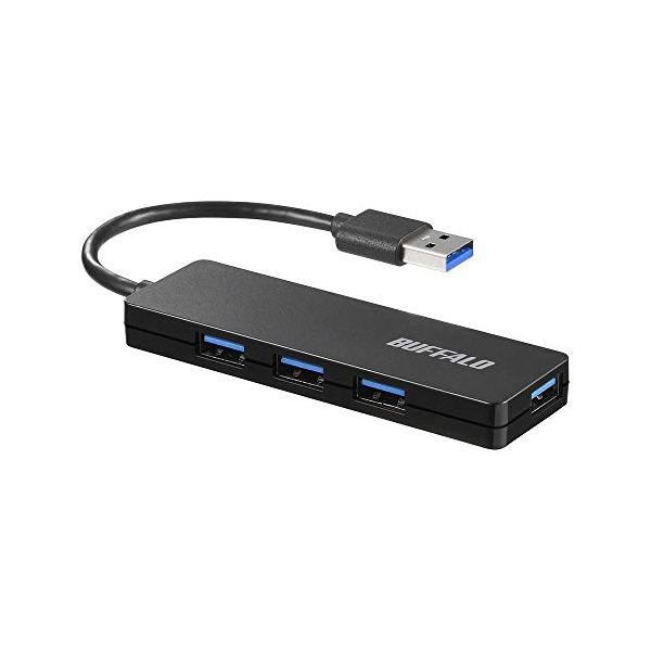 バッファロー USB ハブ USB3.0 スリム設計 4ポート バスパワー 軽量 Windows Mac PS4 PS5 Chromebook 対応 テレワーク 在宅勤務 BSH4U125U3BK
