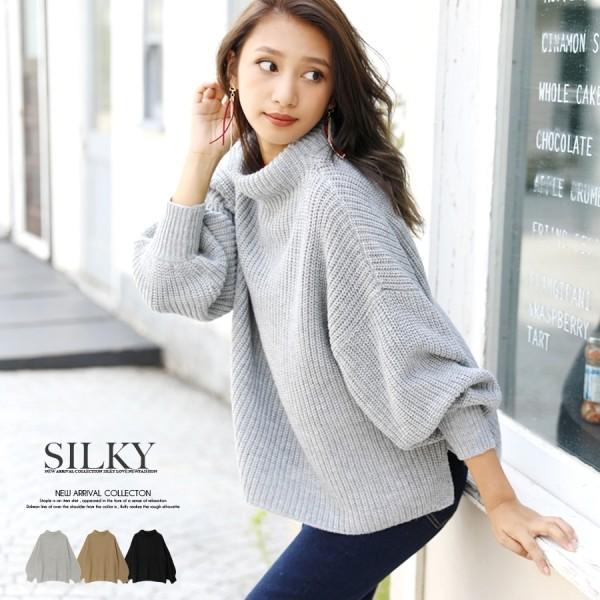 バルーンスリーブゆるニット レディース トップス ニット ドルマン チュニック プチハイネック タートルネック 秋 冬 暖かい 無地 オフィスカジュアル Ninaetlina 通販 Yahoo ショッピング