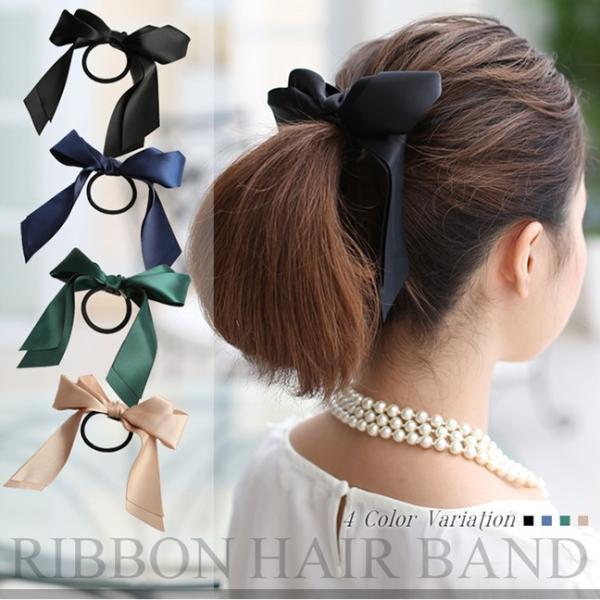 セレモニー パーティー ヘアアクセサリー ヘアゴム レディース 女性 HA-001HG ブラック ネイビー グリーン ベージュ ゆうパケット対応