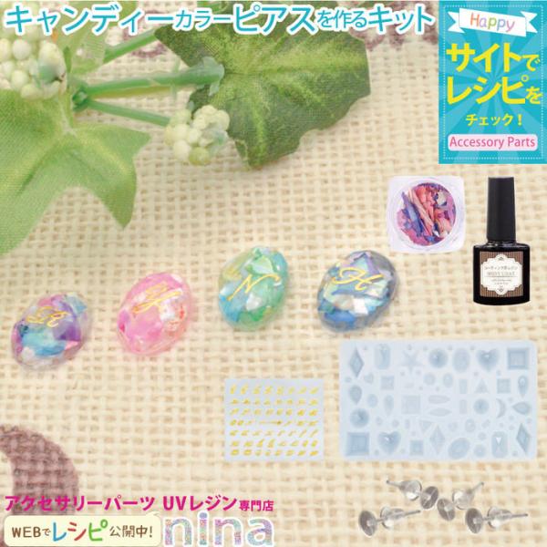 可愛いキャンディパンダちゃんレジン手染めパンダパーツピアス | www