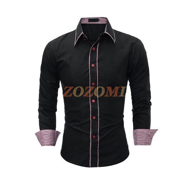 カジュアルシャツ メンズ 長袖 おしゃれ ブランド 無地 トッ 黒 く日はお得 シャツ 長袖シャツ 柄