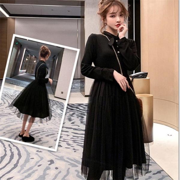 チュールワンピース レディース フォーマルワンピース ワンピース 黒ワンピース 秋 冬 膝丈 チュールスカート 長袖 おしゃれ フォーマル 黒 コーデ キレイメ Cd Ad 0092 Zozomi 通販 Yahoo ショッピング