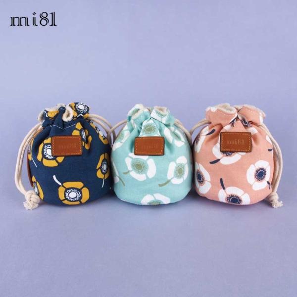 クリックポストOK! ポーチ mi81 Cotton Printed Pouch S 3colors MD01MC/RC/BC コットン カメラポーチ レンズポーチ おしゃれ かわいい 巾着