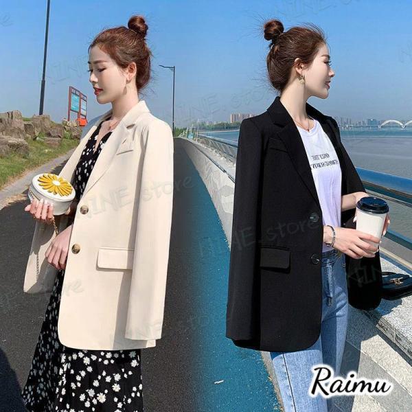 スーツジャケット レディース 秋新作 長袖ブレザー 黒スーツ 40代 カジュアル テーラードジャケット ゆったり 着痩せ 通勤 オシャレ韓国風上品 30代 50代スーツワンピース レディース 秋新作 長袖ブレザー 黒【参考サイズ】：(約)*...