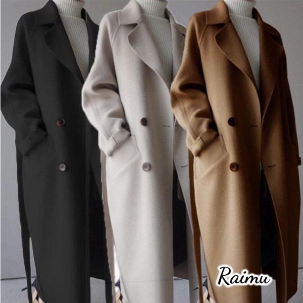 ★キーワード：チェスターコート ロング丈 トレンチコート レディース 秋 冬 無地　ラシャ コート アウター ベルト付き 着痩せ お洒落 上品 大人 30代 40代 体型カバー 通勤 体型カバー ゆったり 体型カバー 30代 40代 50代...