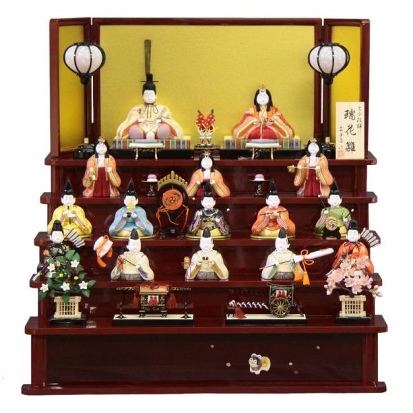 雛人形 五段飾り木目込み十五人揃 真多呂 段飾り 季節玩具 瑞花雛1318 幅70cm 3mk2 真多呂 18hina Ya To02 社人形会館
