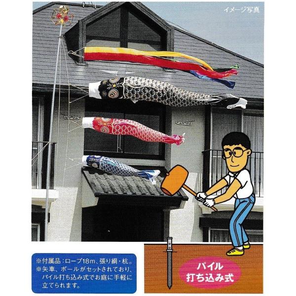 希少黒入荷 東旭 鯉のぼり 庭園用 ガーデンセット 杭打込式 ポールフルセット 4m鯉3匹 積美画 サテン金彩 桜風吹流し 撥水加工 売れ筋ランキングも掲載中