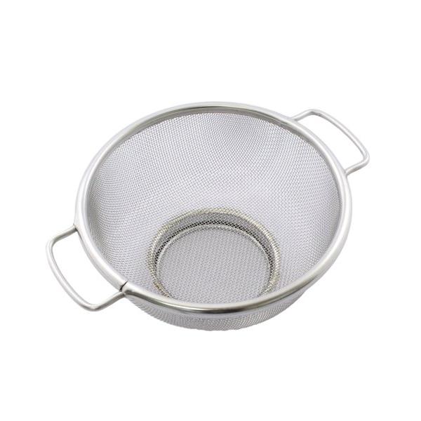 【商品概要】本体サイズ:約15×19×6.8cm(ざる:約φ15cm)本体重量:約120g素材・材質:18-8ステンレス(クロム18%、ニッケル8%)原産国:日本網:φ0.37mm×16メッシュ手線:φ3.9mm【商品説明】【商品詳細】ブラ...